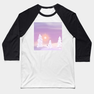 Skiing in deep snow Baseball T-Shirt